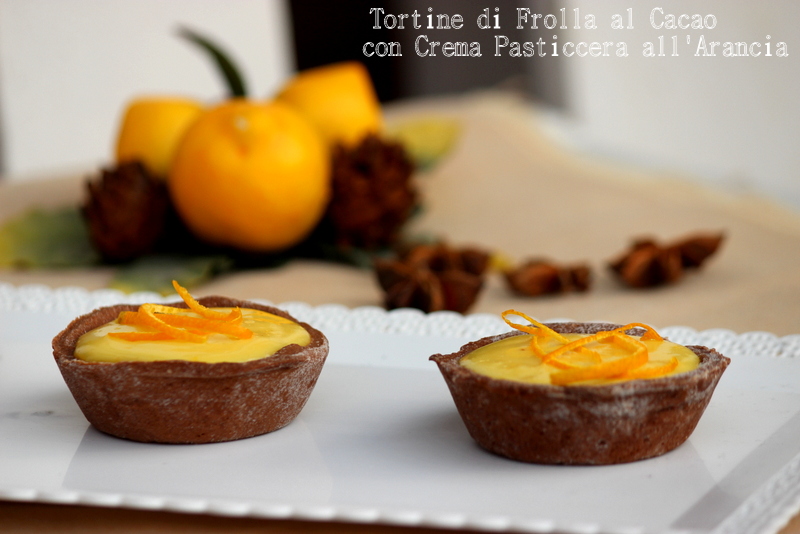 crostatine al cacao con crema all'arancio
