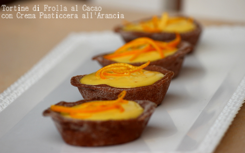 crostatine al cacao con crema all'arancio